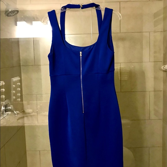 Guess Royal Blue Dress w/ Shoulder and Halter Strap Zipper in Back  Fully Lined - Picture 7 of 13